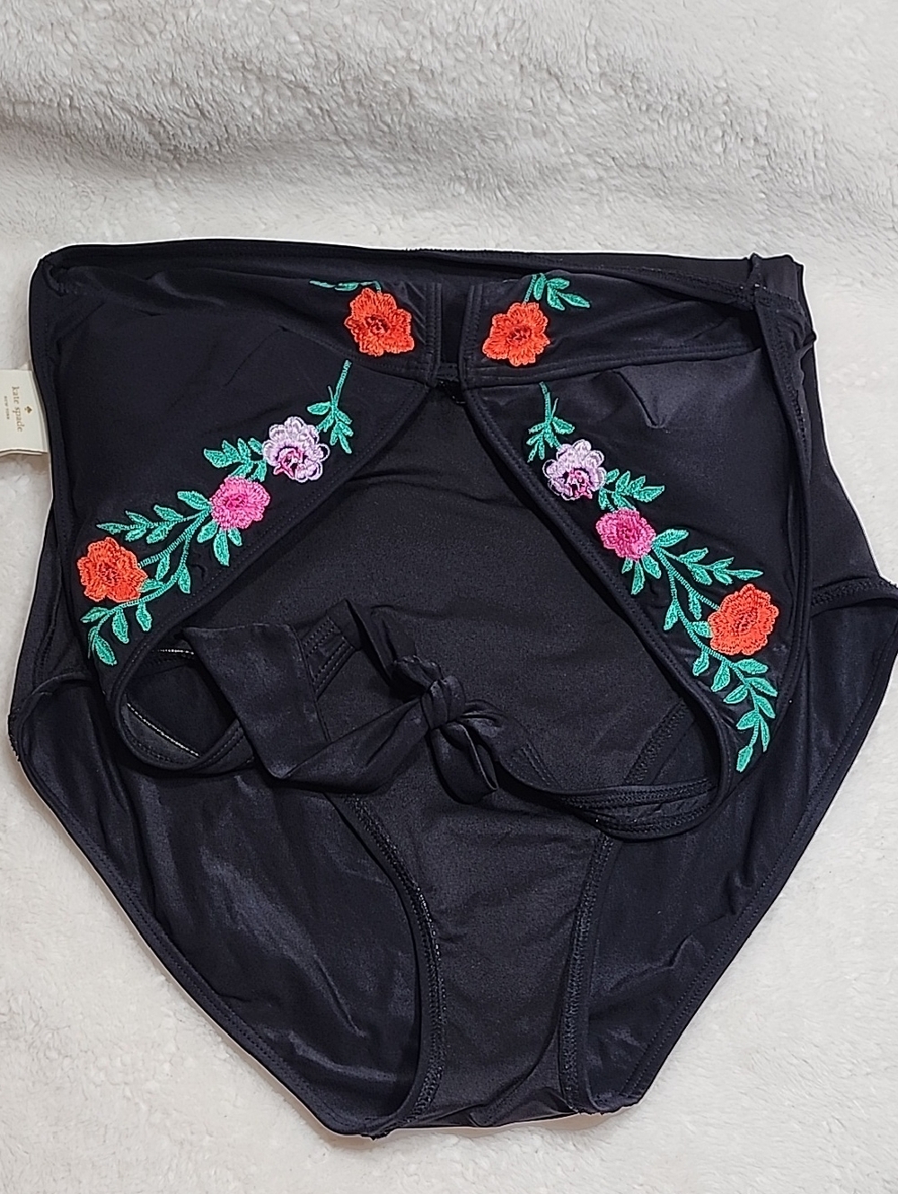 Kate Spade New York Marina Beach Halter Plunge One Piece Swimsuit black Sz Large - Picture 16 of 16